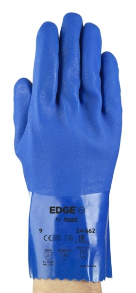 ANSELL-CHEMIKALIENSCHUTZHANDSCHUHE, mit PVC-Beschichtung, EGDE 14-662, blau