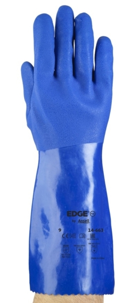 ANSELL-CHEMIKALIENSCHUTZHANDSCHUHE, mit PVC-Beschichtung, EGDE 14-663, blau