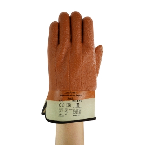 ANSELL-PVC-ARBEITSHANDSCHUHE, WINTER-MONKEY GRIP, 23-173, rotbraun