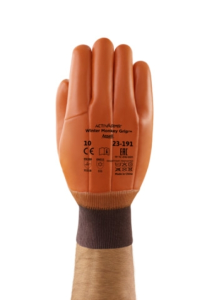 ANSELL-PVC-ARBEITSHANDSCHUHE, WINTER-MONKEY GRIP, 23-191, rotbraun