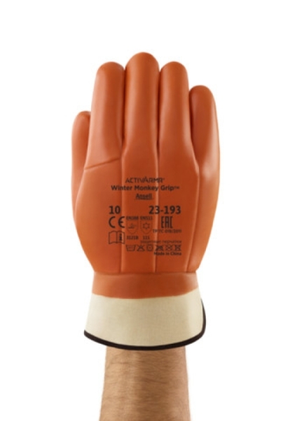 ANSELL-PVC-ARBEITSHANDSCHUHE, WINTER-MONKEY GRIP, 23-193, rotbraun