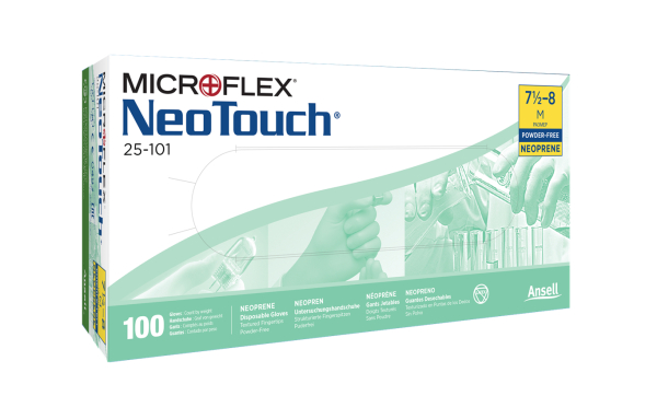 ANSELL-EW-NEOPREN-HANDSCHUHE, NEO TOUCH, 25-101, Pkg. � 100 St�ck, VE: 10 Pkg. hellgr�n