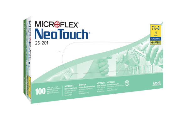 ANSELL-EW-NEOPREN-HANDSCHUHE, NEO TOUCH, 25-201, Pkg. � 100 St�ck, VE: 10 Pkg. hellgr�n