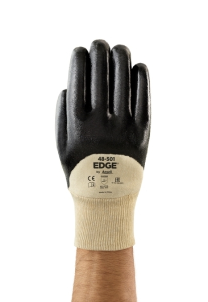 ANSELL-BAUMWOLL-ARBEITSHANDSCHUHE mit Nitrilbeschichtung, EDGE, 48-501, schwarz