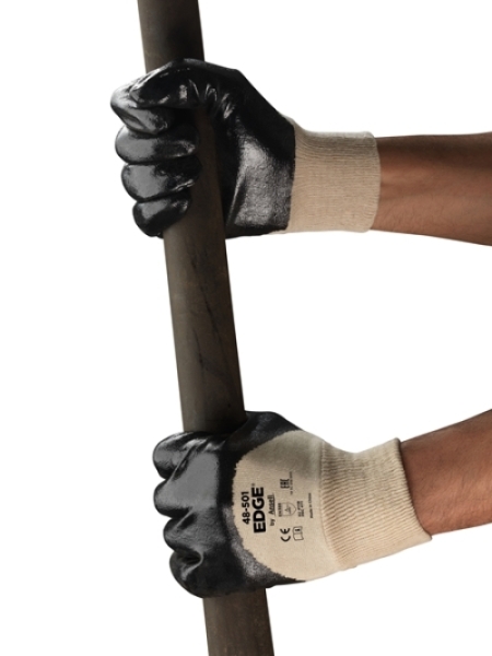 ANSELL-BAUMWOLL-ARBEITSHANDSCHUHE mit Nitrilbeschichtung, EDGE, 48-501, schwarz