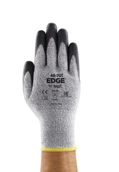 ANSELL-PU-BESCHICHTETE-STRICKHANDSCHUHE, EDGE 48-701, grau/schwarz