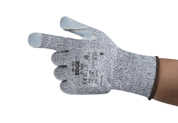 ANSELL-STRICKHANDSCHUHE, mit Lederverstärkung, EDGE 48-703, grau