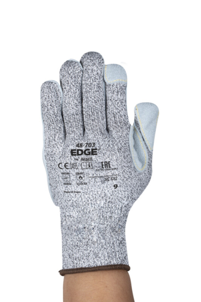 ANSELL-STRICKHANDSCHUHE, mit Lederverst�rkung, EDGE 48-703, grau