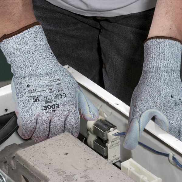 ANSELL-STRICKHANDSCHUHE, mit Lederverst�rkung, EDGE 48-703, grau