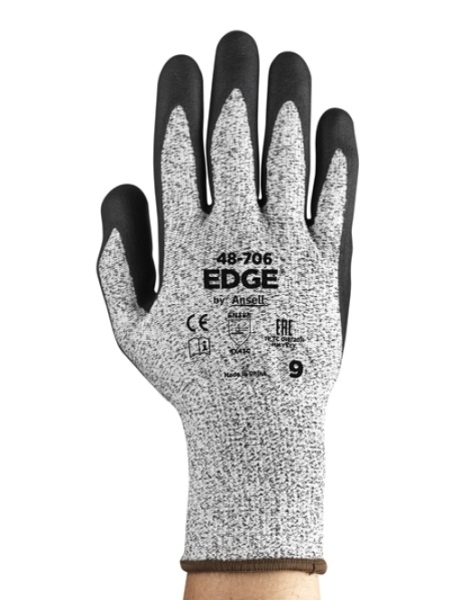 ANSELL-STRICKHANDSCHUHE, mit Nitrilschaumbeschichtung, EDGE 48-706, grau/schwarz