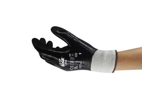 ANSELL-STRICKHANDSCHUHE, mit Nitril-Vollbeschichtung, EGDE 48-929, schwarz