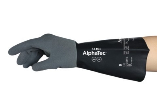 ANSELL-CHEMIKALIENSCHUTZHANDSCHUHE, ALPHATEC, 53-001, grau/schwarz