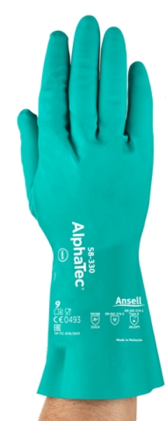 ANSELL-CHEMIKALIENSCHUTZ-HANDSCHUHE, ALPHATEC AQUA DRI, 58-330, gr�n