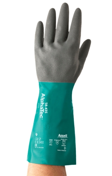 ANSELL-CHEMIKALIENSCHUTZ-HANDSCHUHE, ALPHATEC, 58-435, gr�n/grau