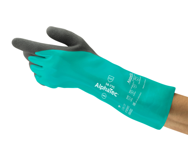 ANSELL-CHEMIKALIENSCHUTZHANDSCHUHE, ALPHATEC, 58-735, grün/schwarz