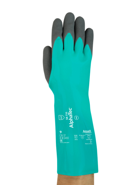 ANSELL-CHEMIKALIENSCHUTZHANDSCHUHE, ALPHATEC, 58-735, gr�n/schwarz