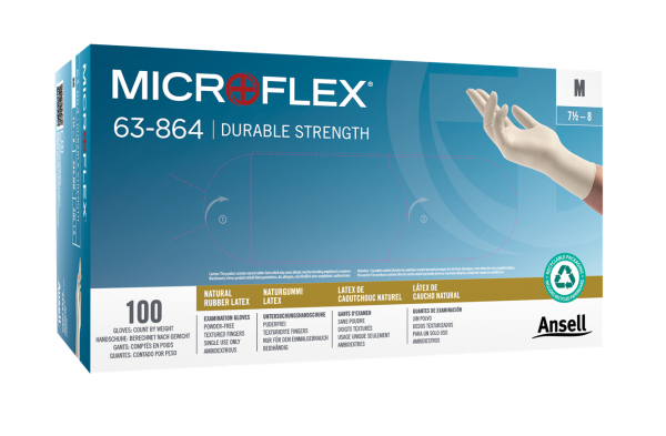 ANSELL-EINWEG-LATEX-HANDSCHUHE, MICROFLEX, 63-864, Pkg. � 100 St�ck, natur