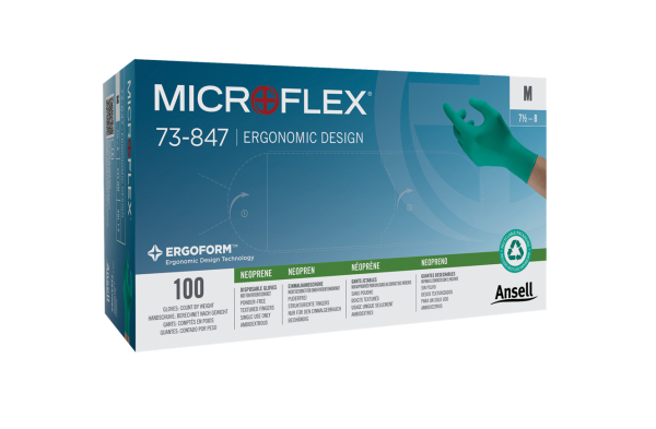 ANSELL-EINWEG-NEOPRENHANDSCHUHE, MICROFLEX, ungepudert, 73-847, Pkg. � 100 St�ck, gr�n