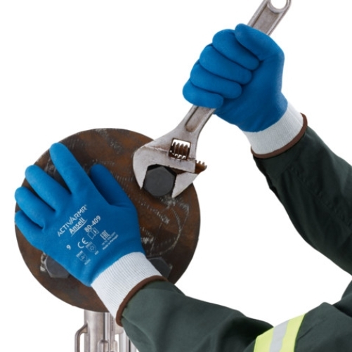 ANSELL-STRICK-HANDSCHUHE, POWER FLEX, 80-409, blau/weiss