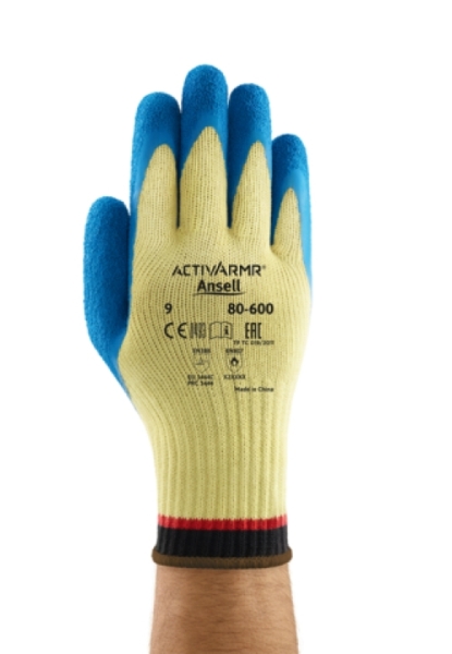 ANSELL-STRICK-HANDSCHUHE, POWER FLEX, 80-600, blau/gelb