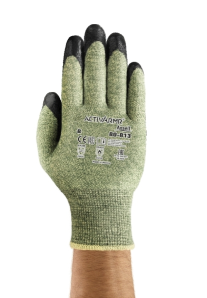 ANSELL-KEVLAR-STRICKHANDSCHUHE, POWER FLEX, 80-813, schwarz/gr�n/gelb