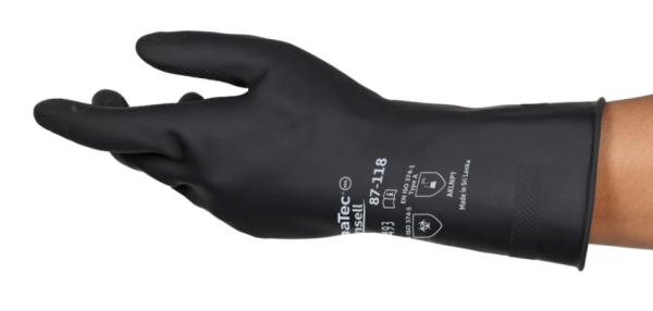 ANSELL-NATURKAUTSCHUKLATEXHANDSCHUHE, ALPHATEC, 87-118, schwarz
