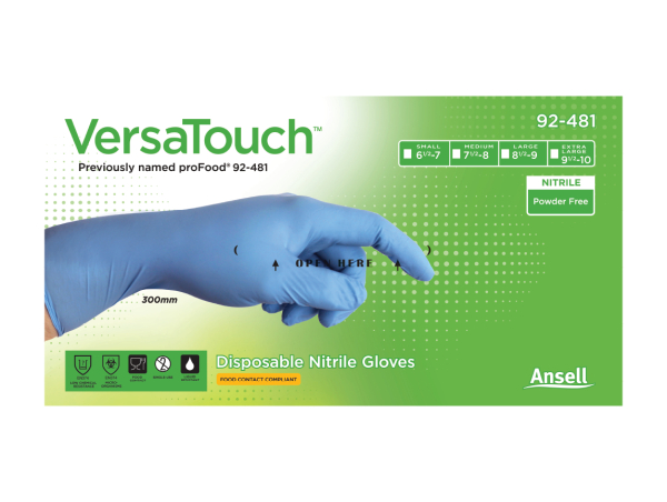 ANSELL-EINWEG-NITRIL-HANDSCHUHE, VERSATOUCH, ungepudert, 92-481,  Pkg. � 100 St�ck, hellblau