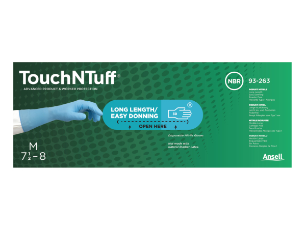 ANSELL-EINWEG-NITRIL-HANDSCHUHE, TOUCHNTUFF, 93-163, PE Beutel. � 50 St�ck, VE: 10 Beutel, hellblau