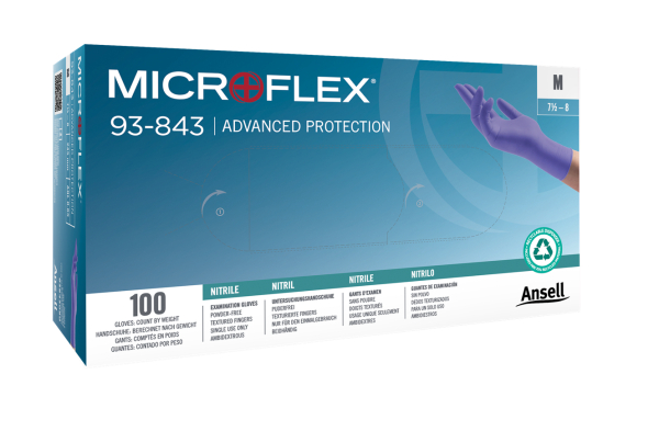 ANSELL-EINWEG-NITRIL-HANDSCHUHE, MICROFLEX, 93-843, Pkg. � 100 St�ck, blau