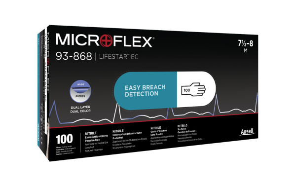 ANSELL-EINWEG-NITRIL-HANDSCHUHE, MICROFLEX, 93-868, Pkg. � 100 St�ck, wei�/blau