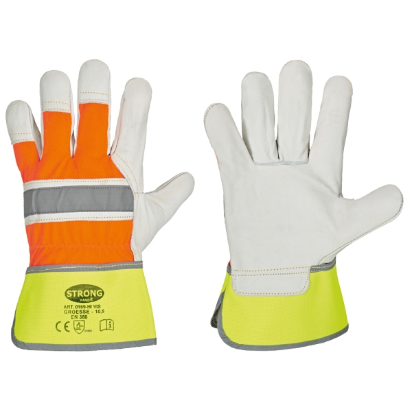 F-STRONGHAND, Rindvollleder, Arbeitshandschuhe, *HI-VIS*, VE: 120 Paar