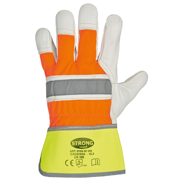 F-STRONGHAND, Rindvollleder, Arbeitshandschuhe, *HI-VIS*, VE: 120 Paar