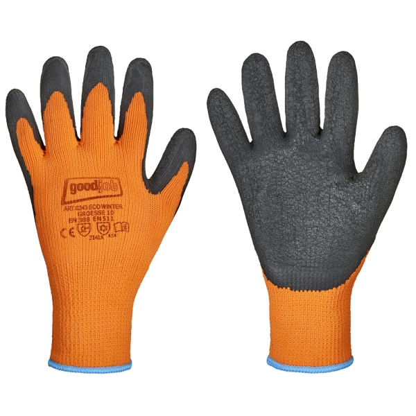 F-GOODJOB, Schrumpf-Latex, Arbeitshandschuhe *ECO WINTER*, VE: 120 Paar, orange/schwarz