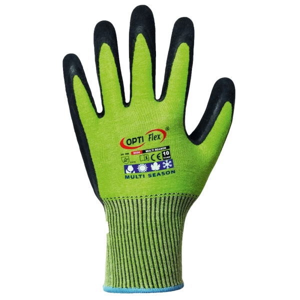 F-OPTIFLEX-Latex-Arbeitshandschuhe, *MULTI SEASON*, VE: 120 Paar, gr�n/schwarz