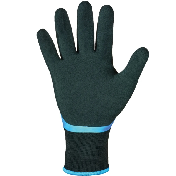 F-OPTIFLEX-Latex-Arbeitshandschuhe, *WINTER AQUA GUARD*, VE: 60 Paar, schwarz/blau