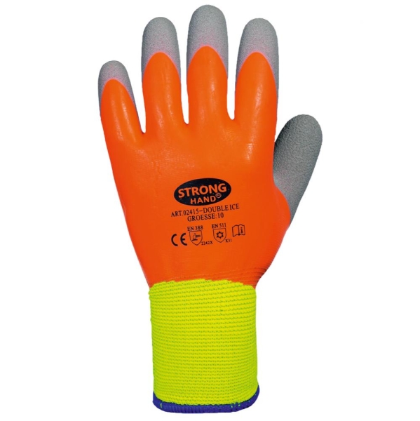 F-STRONGHAND, Latex , Arbeitshandschuhe, *DOUBLE ICE*,  VE: 60 Paar, orange/grau