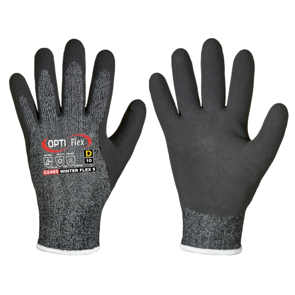 F-OPTIFLEX-Latex-Schnittschutz, Arbeitshandschuhe, *WINTER FLEX 5*, VE: 60 Paar, schwarz