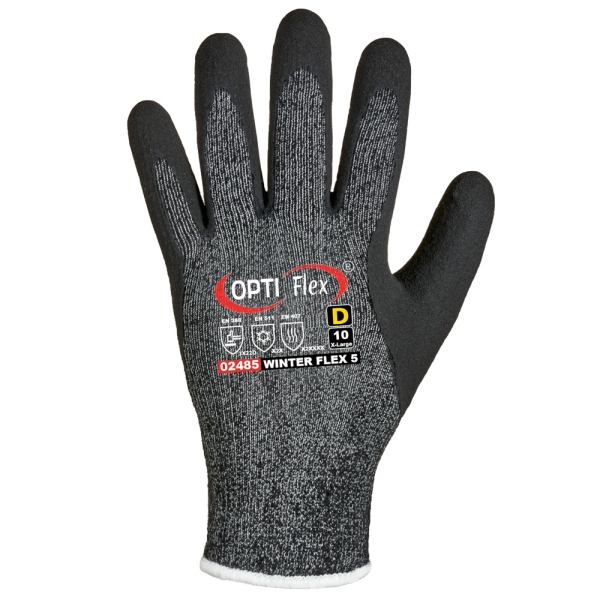 F-OPTIFLEX-Latex-Schnittschutz, Arbeitshandschuhe, *WINTER FLEX 5*, VE: 60 Paar, schwarz
