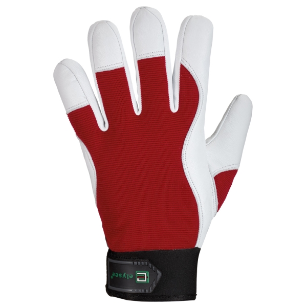 F-ELYSEE, Nappaleder, Arbeitshandschuhe *CARVER*,  VE: 60 Paar, wei�/rot