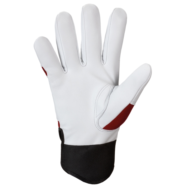 F-ELYSEE, Nappaleder, Arbeitshandschuhe *CARVER*,  VE: 60 Paar, wei�/rot