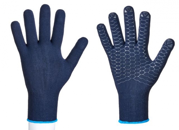 Connex Handschuhe Feinstrick blau mit Punktnoppung Gr 10 
