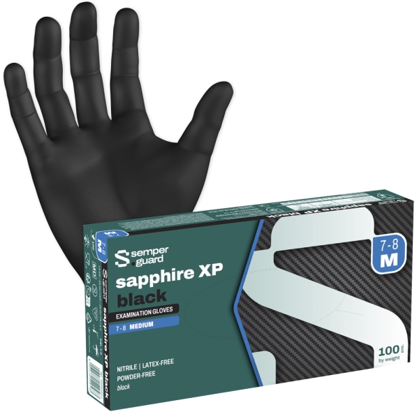 F-*SAPPHIRE XP BLACK* SEMPERGUARD� NITRIL HANDSCHUHE-NITRIL, PUDERFREI, SCHWARZ, CAT 3