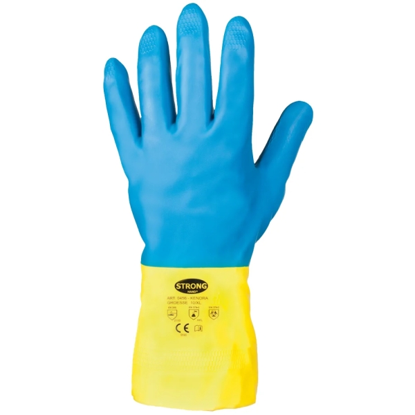 F-STRONGHAND, Chemikalienschutz, Latex, Arbeitshandschuhe, *KENORA*, VE: 144 Paar, blau