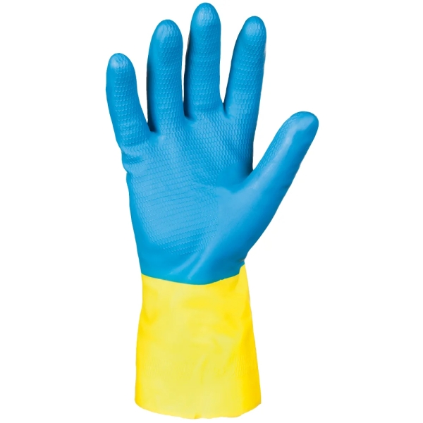 F-STRONGHAND, Chemikalienschutz, Latex, Arbeitshandschuhe, *KENORA*, VE: 144 Paar, blau