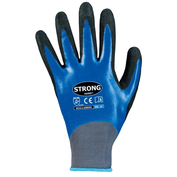 F-STRONGHAND, Nylon, Nitrilbeschichtung, Arbeitshandschuhe, *LAREDO*, VE: 144 Paar, blau/schwarz