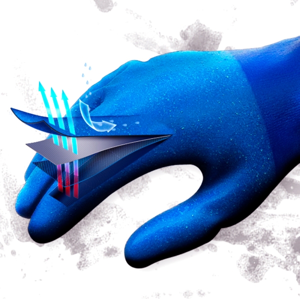 F-SHOWA TEMRES 281 NITRIL HANDSCHUHE-NYLON/ PU, NITRILE, BLAU  CAT 2