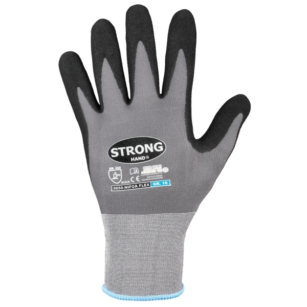 F-STRONGHAND, Nylon, Nitrilbeschichtung, Arbeitshandschuhe,*NIFOA FLEX*, VE: 144 Paar, grau/schwarz