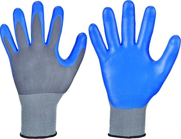 F-STRONGHAND, Nylon, Nitrilbeschichtung, Arbeitshandschuhe,*DELTANA*, VE: 144 Paar, grau/blau