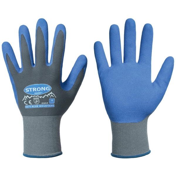 F-STRONGHAND, Nylon, Nitrilbeschichtung, Arbeitshandschuhe,*BLUE MOUNTAINS*, VE: 144 Paar, grau/blau