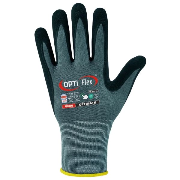 F-OPTIFLEX-Nitril-Arbeitshandschuhe, *OPTIMATE*, VE: 144 Paar, grau/schwarz